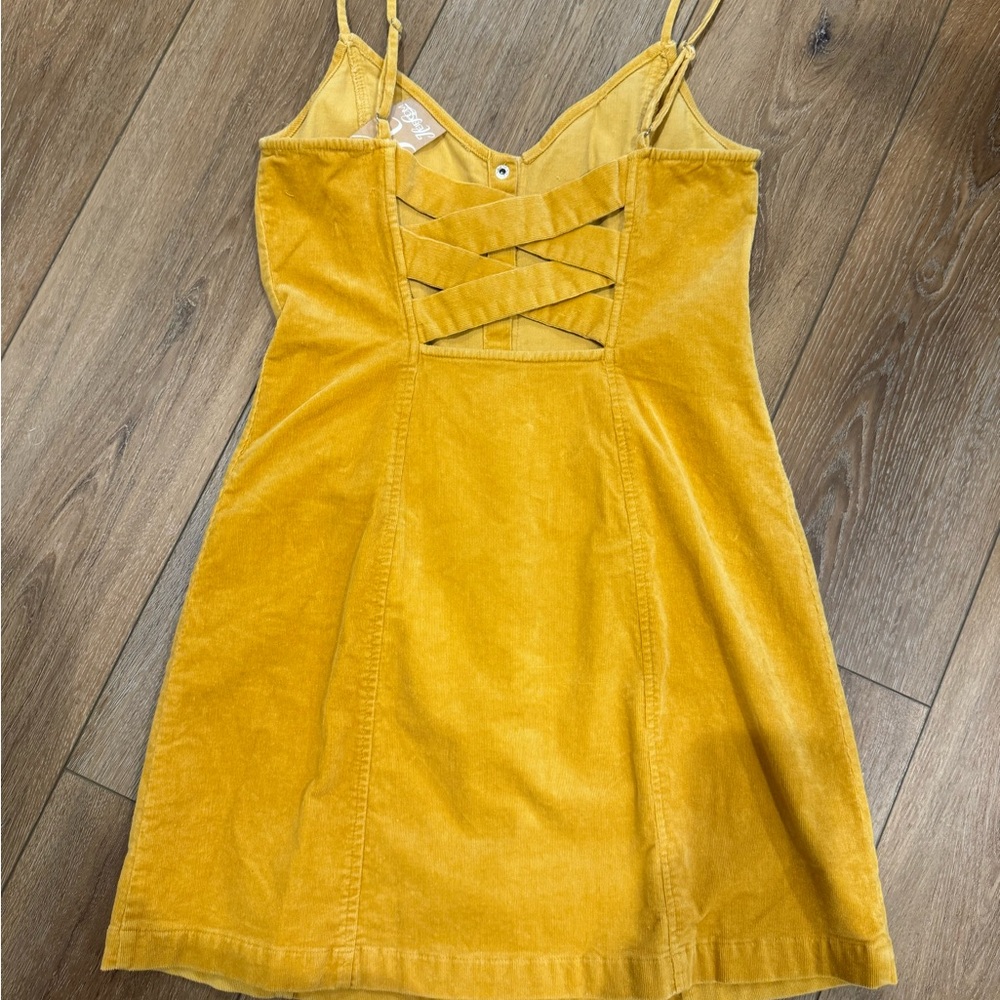 Yellow Front-Button Mini Dress - Picture 2 of 4